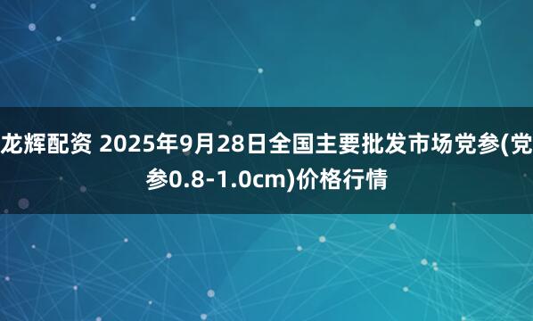 龙辉配资 2025年9月28日全国主要批发市场党参(党参0.8-1.0cm)价格行情