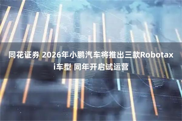同花证券 2026年小鹏汽车将推出三款Robotaxi车型 同年开启试运营